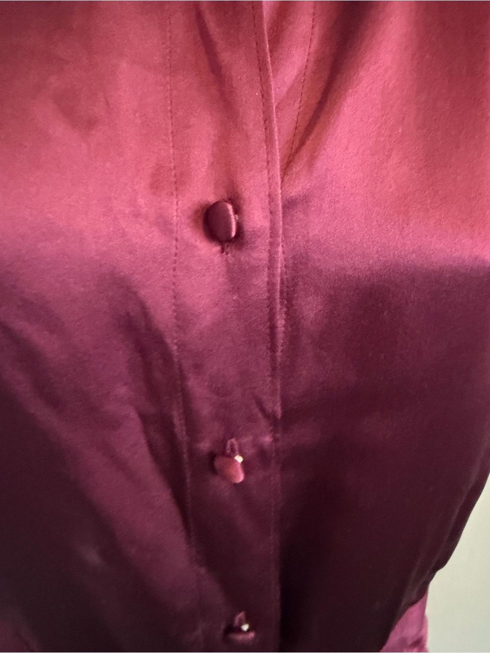 Y2K Banana Republic 100% Silk Short Sleeve Flutter Peplum Blouse Burgundy L - Picture 3 of 8